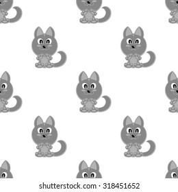 Seamless vector background funny animals symbol pup WOLF
