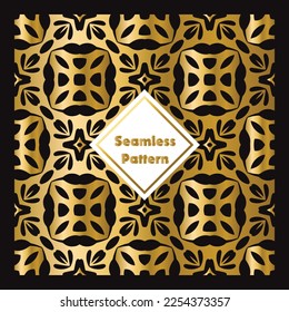 Seamless vector background, Geometric abstract pattern, Black and Gold texture.