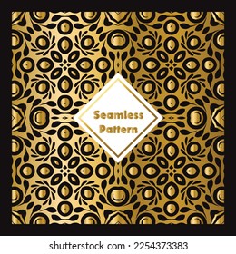 Seamless vector background, Geometric abstract pattern, Black and Gold texture.