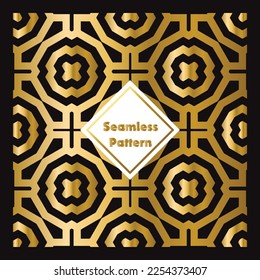 Seamless vector background, Geometric abstract pattern, Black and Gold texture.