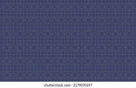 Seamless vector background geometric pattern design. Perfect for fabric textures, wrapping paper art and wallpapper illustration. This vector graphic contais a blue background and orange line grid