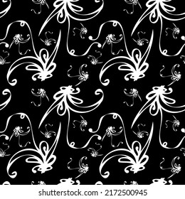 Seamless vector background. Geometric seamless vector texture. Modern abstract flower. Black and white modern abstract seamless pattern for textile design. Cute flower patterns in a small flower. 