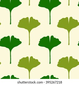 Seamless vector background with ginkgo biloba. Leaf pattern