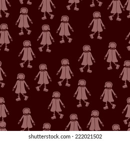 Seamless vector background with girl silhouettes. Christmas or New Year decorative winter pattern with child figures. 