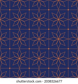 Fondo vectorial sin soldadura con fondo de repetición de patrón geométrico azul marino dorado, adecuado para la destrucción de tejidos, patrones textiles, papel tapiz.