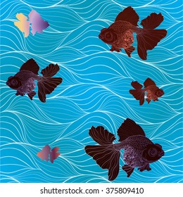 Seamless vector background - goldfish.