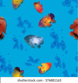 Seamless vector background - goldfish.