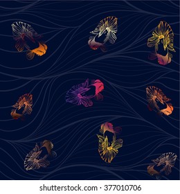 Seamless vector background - goldfish.