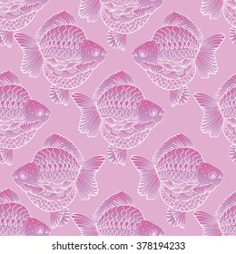 Seamless vector background - goldfish.