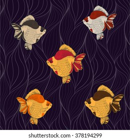 Seamless vector background - goldfish.