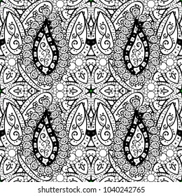 Seamless vector background. Graphic modern seamless pattern on white, black and gray colors. Seamless floral pattern. Wallpaper baroque, damask.