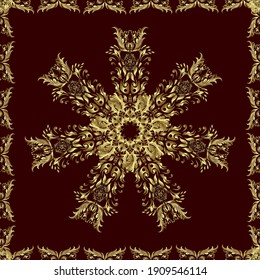 Seamless vector background. Graphic modern seamless pattern on neutral and brown colors. Wallpaper baroque, damask. Seamless floral pattern.