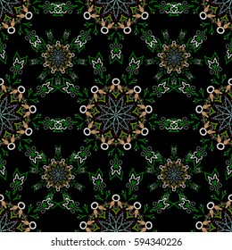 Seamless vector background. Graphic modern pattern. Green and yellow texture. Abstract pattern in Arabian style.