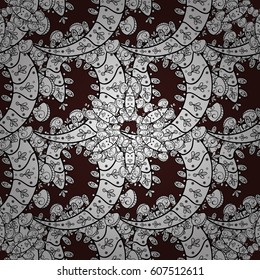 Seamless vector background. Graphic modern seamless pattern on brown background. Seamless floral pattern. Wallpaper baroque, damask.
