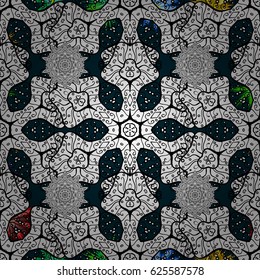 Seamless vector background. Graphic modern seamless pattern on blue background. Seamless floral pattern. Wallpaper baroque, damask.