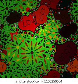 Seamless vector background with green, black and red hearts. Love, wedding, Valentines day design.