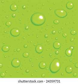 Seamless vector background. Green drops on glass