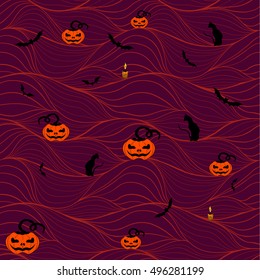 Seamless vector background. Halloween. Use printed materials, signs, items, websites, maps, posters, postcards, packaging.