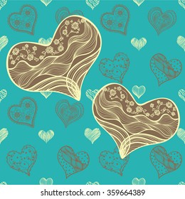 Seamless vector background - hearts.
