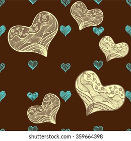 Seamless vector background - hearts.