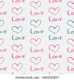 Seamless vector background with hearts, arrows, ringlets, flowers, love. illustration for fabric, scrapbooking paper and other. seamless love pattern vector illustration