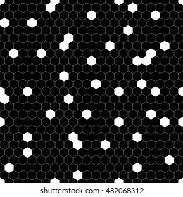 Seamless vector background. Hexagonal pattern of white and black.