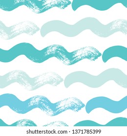 Seamless vector background with horizontal waves in blue tones.
