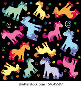 Seamless vector background with horses