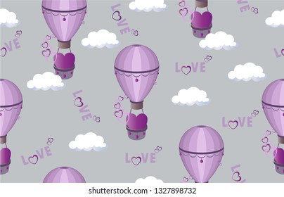 Seamless vector background with hot air balloons.EPS10 Illustration.