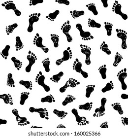 Seamless vector background with human footprints