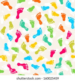 Seamless vector background with human footprints