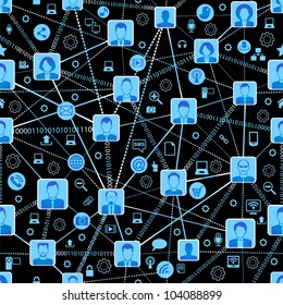 Seamless vector background. illustration of modern people in a social network. File is saved in AI10 EPS version. This illustration contains a transparency