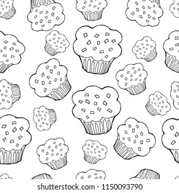 Seamless vector background with the image of food. Design background In black and white style.
The pattern is suitable for use in advertising, wrapping paper, children's fashion, textiles