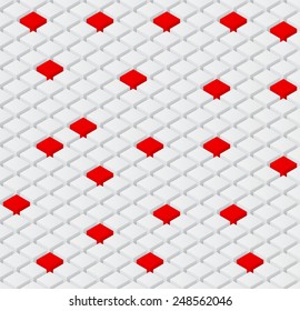 seamless vector background with isometric red and white cubes 