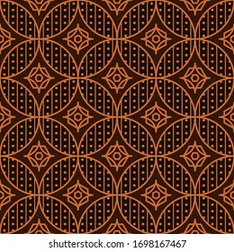 Seamless vector background. Javanese Batik Seamless Pattern with brown color.Ornament for fabric, wallpaper, packaging, Decorative print