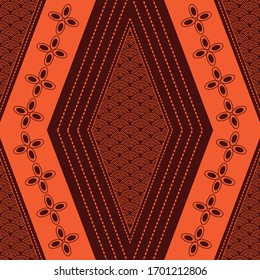 Seamless vector background. Javanese Batik Seamless Pattern with brown color. Ornament for fabric, wallpaper, packaging, Decorative print
