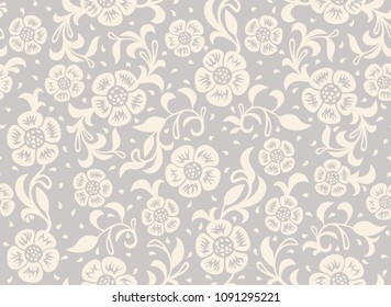 Seamless vector background with leaves and flowers. eps 8
