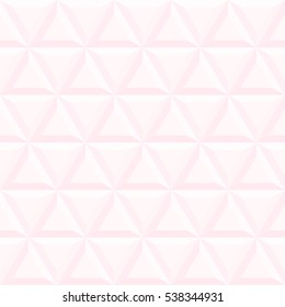 Seamless vector background with light pink volume triangles. Modern ornament with volume repeating shapes. Geometric pattern