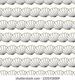 Seamless vector background with lotus leaves in minimal style. Geometric pattern with outlined shapes.