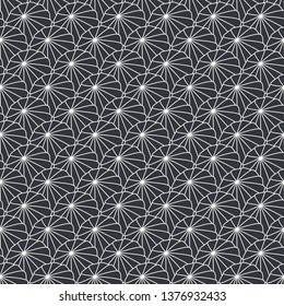 Seamless vector background with lotus leaves in minimal style. Geometric pattern with outlined shapes.