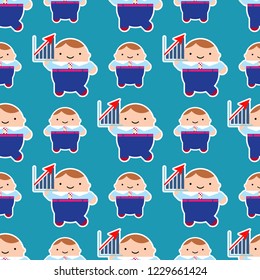 Seamless vector background. Managers in style kawaii. Cute cartoon. Can be used for wallpaper, textile, invitation card, wrapping, web page background.