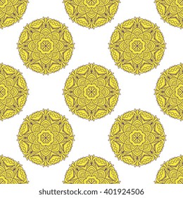 Seamless  vector  background with mandala.  Islam, Arabic, Indian, ottoman style. Background, wallpaper, textile.