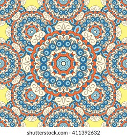 Seamless  vector  background with mandala.  Islam, Arabic, Indian, ottoman style. Background, wallpaper, textile.  Design for silk neck scarf, kerchief, hanky, pillow, hanky, pillow, carpet, rug
