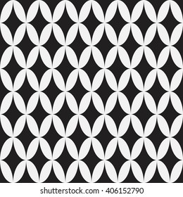 Seamless vector background. Modern stylish texture. Repetition of geometric shapes. Modern graphic design with overlapping ovals.Black and white