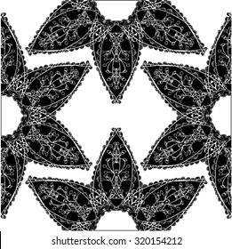 Seamless vector  background with monochromatic ornamental flowers. 