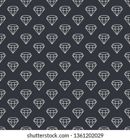 Seamless vector background with monochrome shapes in 3D style. Geometric pattern with outlined diamonds.