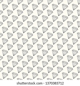Seamless vector background with monochrome shapes in 3D style. Geometric pattern with outlined diamonds.