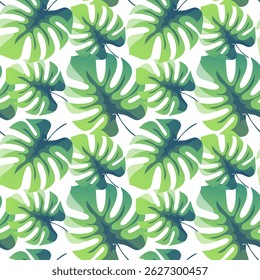 Fondo de Vector sin fisuras con hojas de monstera
