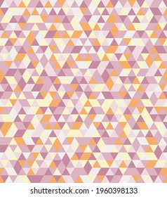 Seamless vector background, mosaic from triangles of different colors, coloring "autumn flowers". Pattern for decorating fabrics, wallpapers, wrapping paper, gift bags, tablecloths, bed linen, etc.