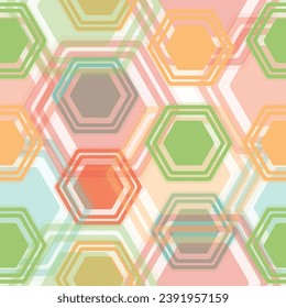 Seamless vector background with multicolored cubes in 3D style. Hexagonal abstract seamless background.